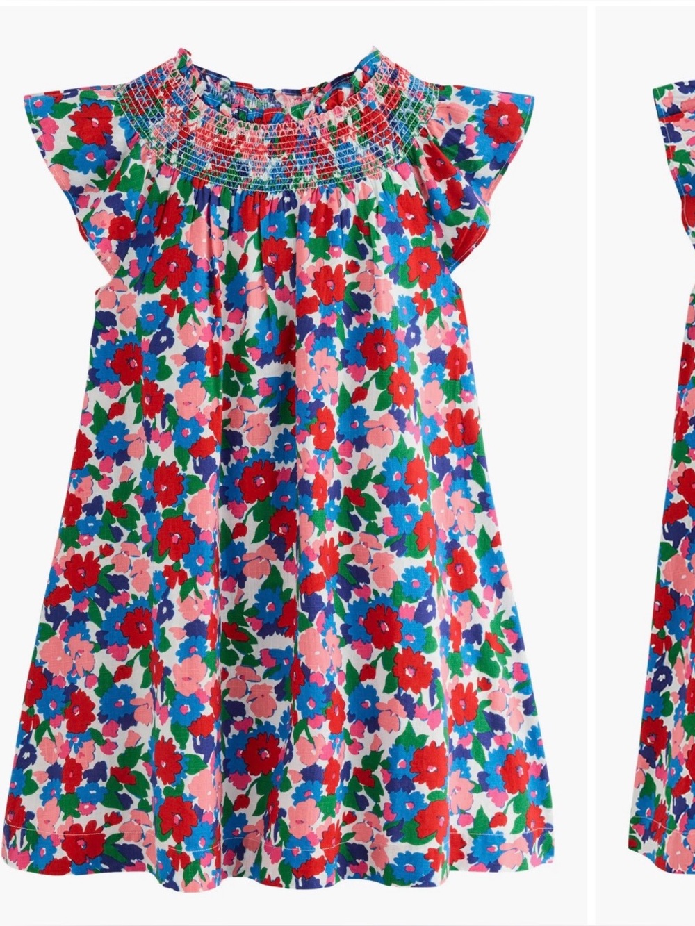 Mini Boden Floral Smocked Yoke Cotton Dress